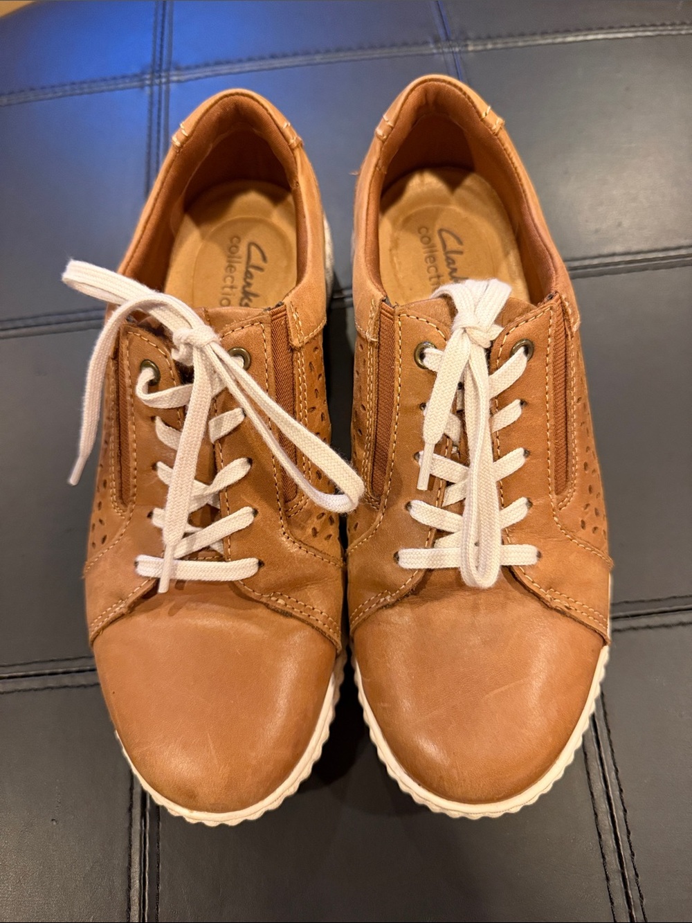 Clarks Tan (camel)  Lace-Up Sneakers with Side Zips